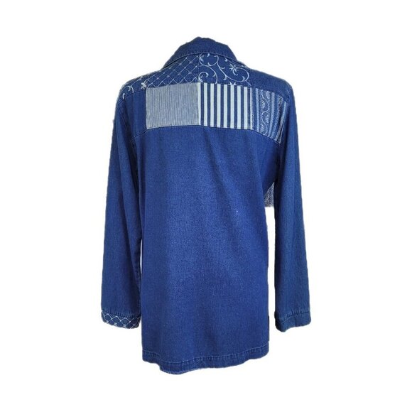 Vintage Marsha Sport Size S Jean Jacket Several Different Fabrics Long Lined - Picture 2 of 9